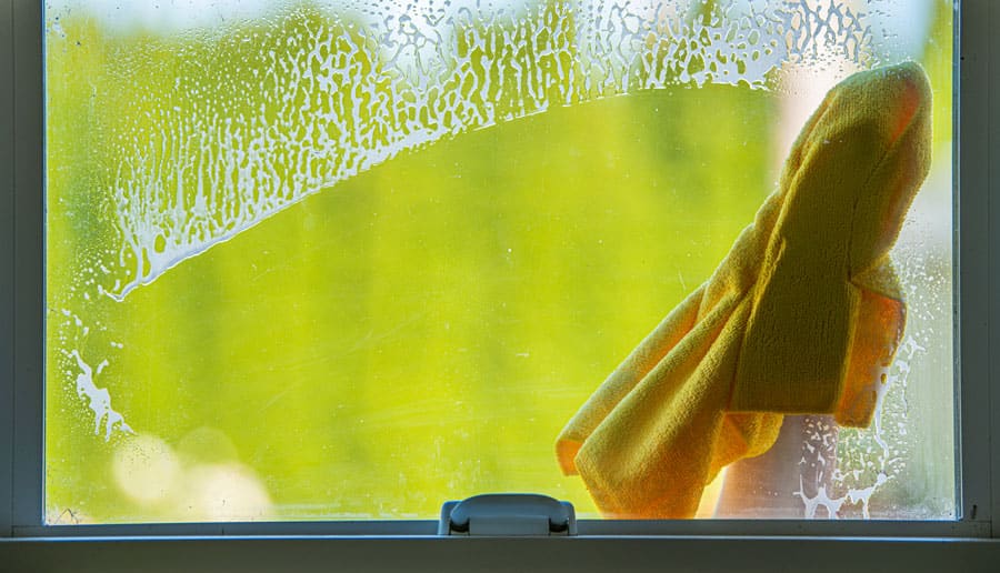 Window Cleaning with Microfiber
